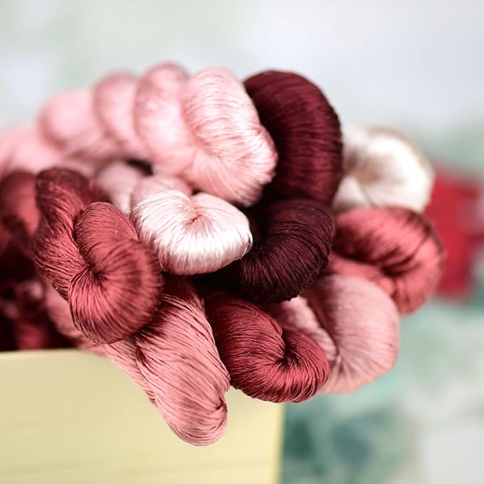 Natural 100% Silk Thread, Handmade Embroidery Thread Silk Floss 10 Colors 110m Each (24)