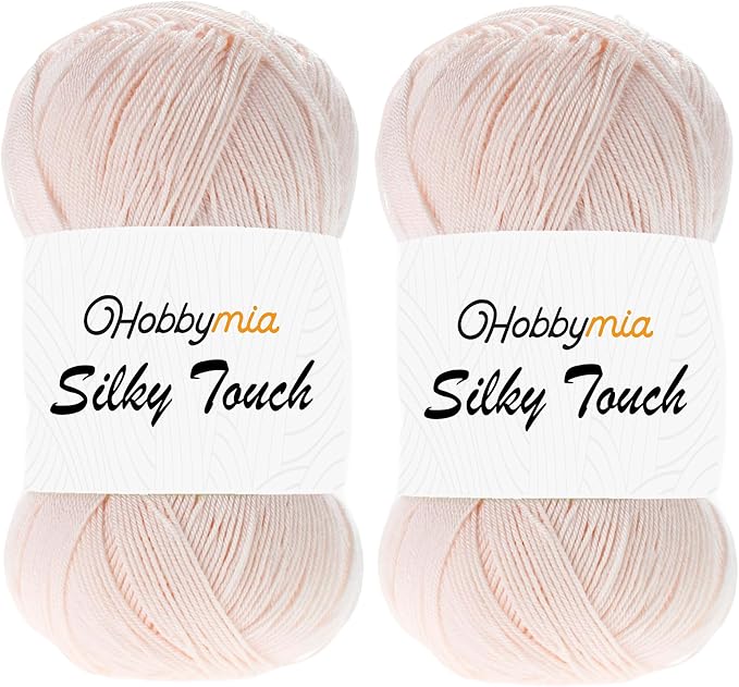 Silky Touch Acrylic Yarn - Soft Sport Weight Yarn for Crochet & Knitting - 100g / 383yds - 100% Microfiber Acrylic - Lightweight Fine Smooth Yarn(Pink - Light Peach, 2 Skeins)