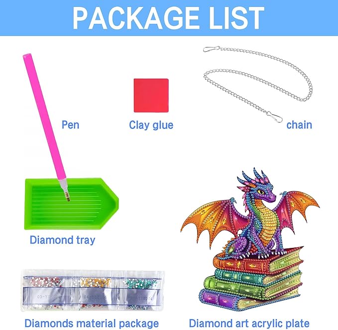 VAIIEYO Dragon Diamond Art Hanging Ornament, Animal Diamond Painting Suncatchers Window Hanging Kit with Chain, 7.5x7.5 inch Crystal Pendant Art Craft for Gift Home Wall Front Door Decoration