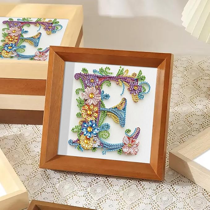 MVVMTOP Diamond Painting Kit, 5D DIY Letter E, Special Shape Crystal Artificial Diamond Art Partial Mosaic Handicraft for Beginners, Wall Decor Gift for Bedroom, Office, Living Room 6.7x6.7in