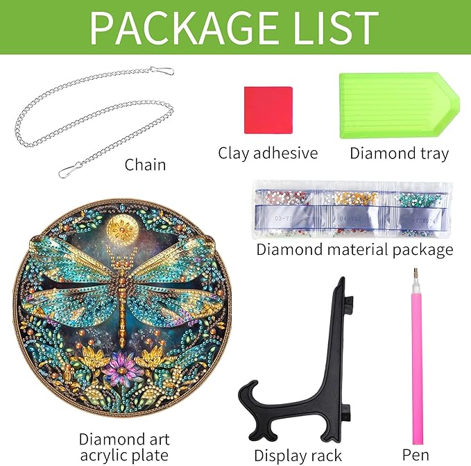 Wergund 5D DIY Dragonfly Diamond Art Hanging Kits, Hanging Diamond Art Animal, Acrylic Special Shaped Rhinestone, Window Hanging Pendants for Home Wall Garden Front Door Outdoor Decor Gift(Dragonfly)