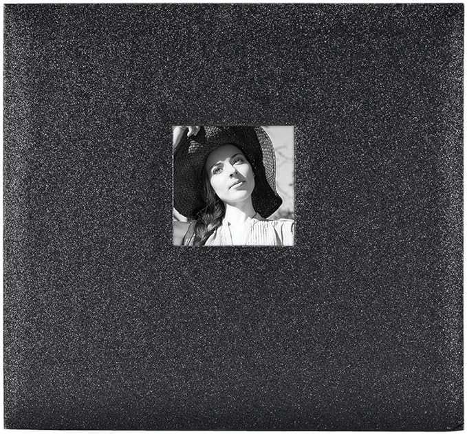 MCS Expandable 10-Page Glitter Scrapbook Album with Photo Opening Cover and 12 x 12 Inch Pages, 13.5 x 12.5 Inch, Black Diamond
