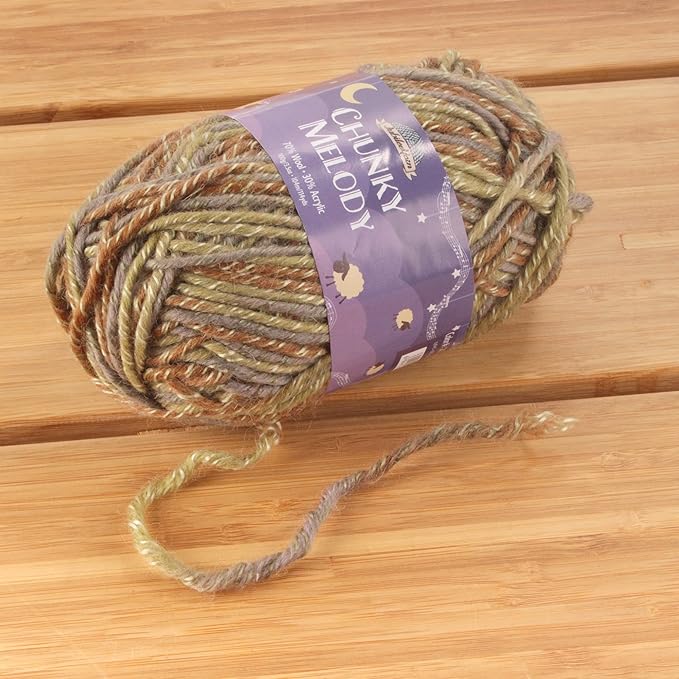 JubileeYarn Chunky Melody Yarn - 100g/Skein Bulky Wool Blend - Lodge Forest - 4 Skeins