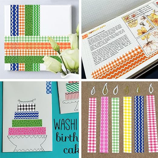 Shindel Washi Tape Set, 50 Rolls Craft Tapes Decorative Tape Adhesive Masking Tape for Scrapbooking Supplies DIY Crafts Journals 4 Different Size