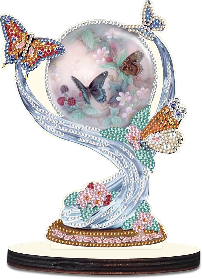 MVVMTOP Christmas Diamond Art Tabletop Decoration, DIY Butterfly, Diamond Art 5D Special Shape Crystal Diamond Partial Diamond Art Painting Mosaic Handicraft, Home Office Tabletop Decor Gift