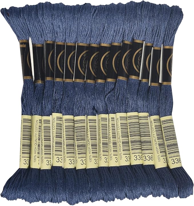 LE PAON Embroidery Floss, 14-Pack Six Strands 100% Long Staple Cotton Embroidery Thread, 8.7-Yard，Color Number：336, Navy Blue