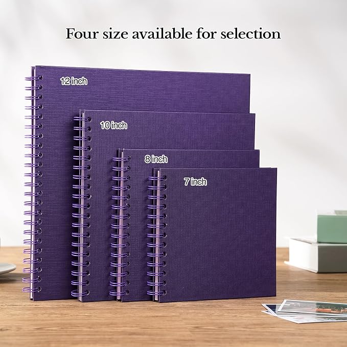 potricher 12 x 12 Inch DIY Scrapbook Album 40 Pages Hardcover Kraft Paper Scrap Book Photo Albums Memory Book for Wedding and Anniversary Family (Purple, 12 Inch)