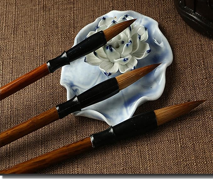 Befiy Chinese Calligraphy Brush, Writing Drawing Watercolor Ink Brushes Hubi Painting Kanji Sumi Wolf Bamboo Brushes Set for Professional Beginner (Green)