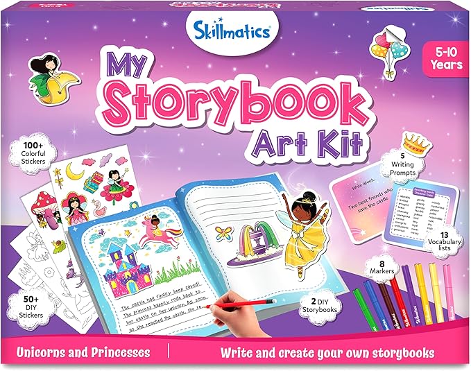 Skillmatics Storybook Art Kit - Create Fairytale Stories, DIY Craft & Writing Kit with 300+ Stickers, Scrapbooking & Journal Activity, Easter Gifts for Kids Ages 5, 6, 7, 8, 9, 10