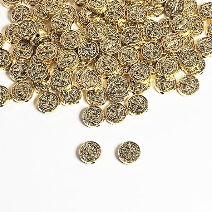 100pcs 6mm Silver Jesus Cross Beads for DIY Jewelry, Catholic Religious Bead Accessories, Rosary Bracelet Necklace Making, Engraved Zinc Alloy Cross, Craft Supplies