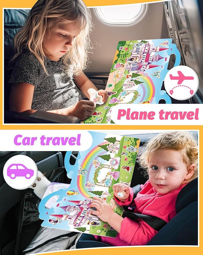 walenced reusable sticker book for toddlers, stickers for kids, toddler craft activities, toddler travel toys ages 3 and up boy girl birthday gifts