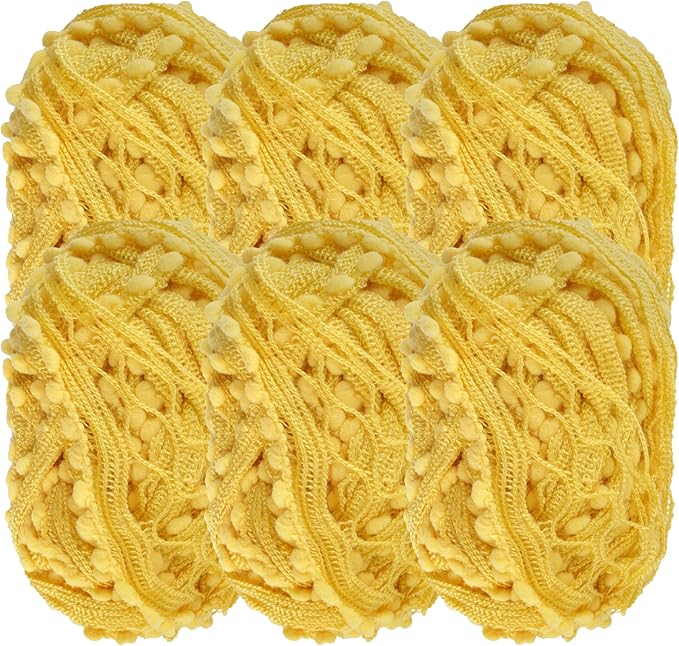 JubileeYarn Fishnet Pom Pom Yarn - 50g Mini Bonbons - Banana - 6 Skeins