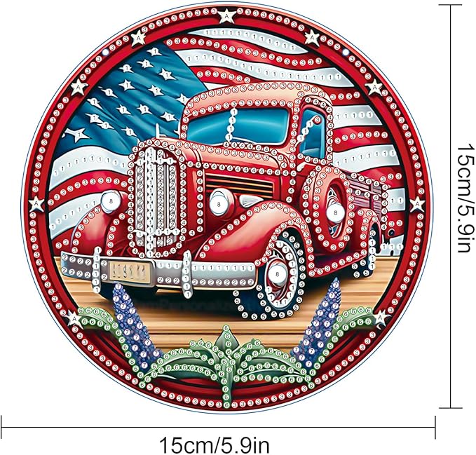DIY Diamond Painting Hanging Kit – Independence Day Car Acrylic Pendant with 5D Special Shaped Rhinestones, Patriotic Wall or Door Decor, Handmade July 4th Gift for Art Lovers