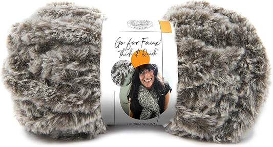 Lion Brand Yarn (1 Skein) Go for Faux Thick & Quick Bulky Yarn, Chow