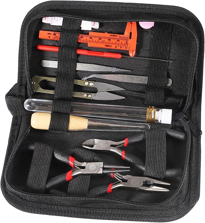 D-FLIFE 19pcs Jewelry Making Tools Kit with Zipper Storage Case for Jewelry Crafting and Jewelry Repair (19pcs)