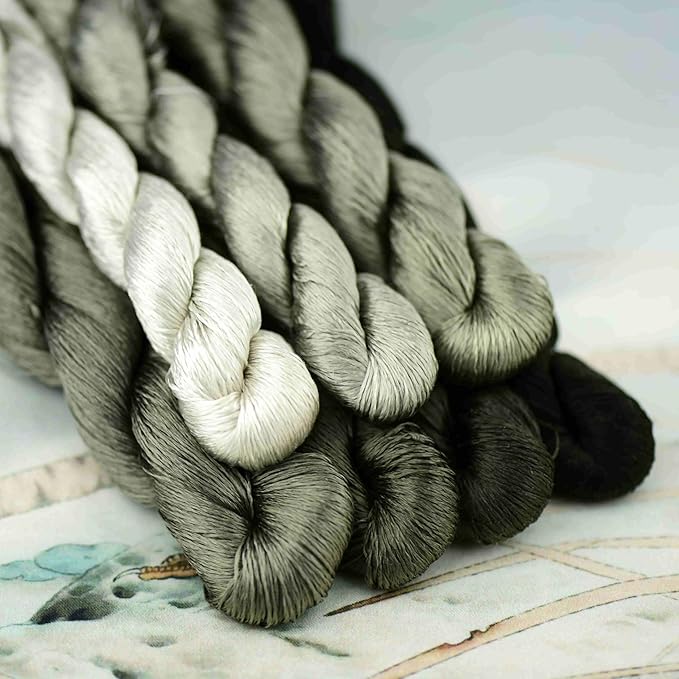 Natural 100% Silk Thread, Handmade Embroidery Thread Silk Floss 7 Colors 110m Each (41)