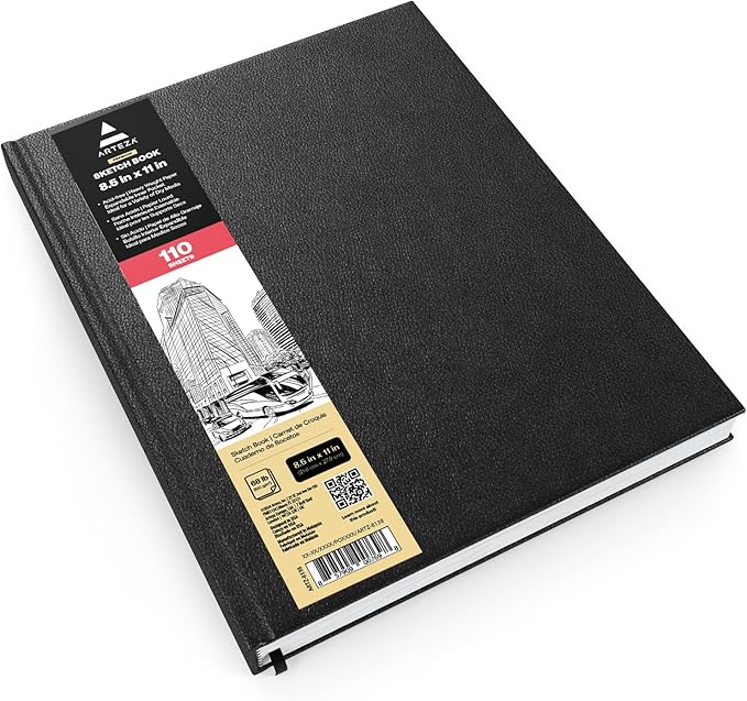 ARTEZA Hardcover Sketch Book 8.5 x 11 Drawing Pad 100 Sheets Sketch Pads for Drawing for Adults & Teens