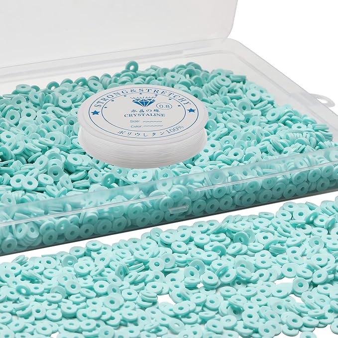 4000 Pcs Clay Beads for Bracelets Making, Polymer Spacer Flat DIY for Jewelry Necklace Earring Making Kit, Preppy Aesthetic Heishi Heshie Thin Disk Beads Assortments Set 4 6 8MM (CY-7-11, 6MM)