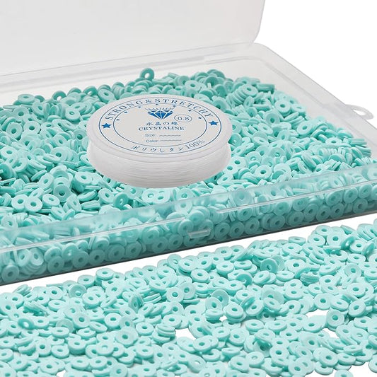 4000 Pcs Clay Beads for Bracelets Making, Polymer Spacer Flat DIY for Jewelry Necklace Earring Making Kit, Preppy Aesthetic Heishi Heshie Thin Disk Beads Assortments Set 4 6 8MM (CY-7-11, 6MM)