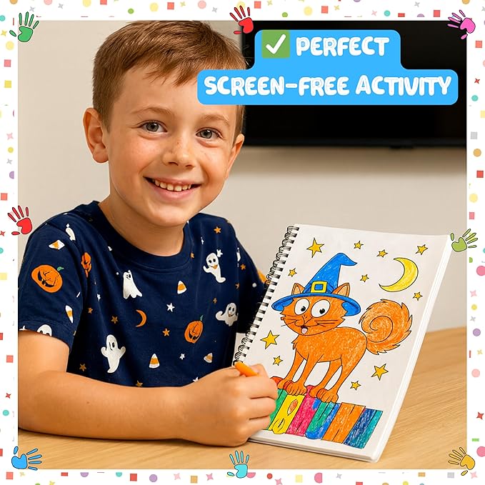 Spooky Cute Fall Coloring Book for Toddlers Ages 3+ – Halloween Pages with Pumpkins, Ghosts, and Bats – 199 GSM Paper – Spiral Bound – 8.5x11 in (Spooky Cute Fall, 8.5 x 11)