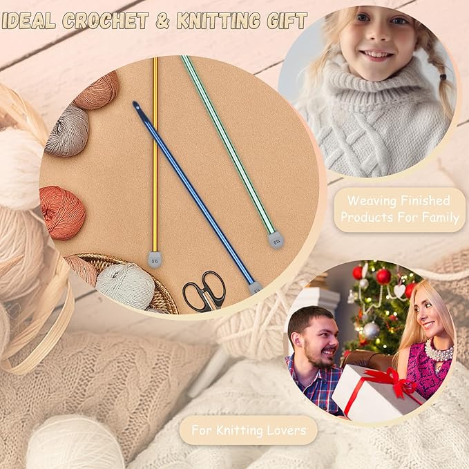 Coopay Tunisian Crochet Hook Set - 9mm 10mm 11mm Large Hooks, 3PCS Extra Long 13.8in Metal Afghan Crochet Needles for Crocheting, Great for Beginners