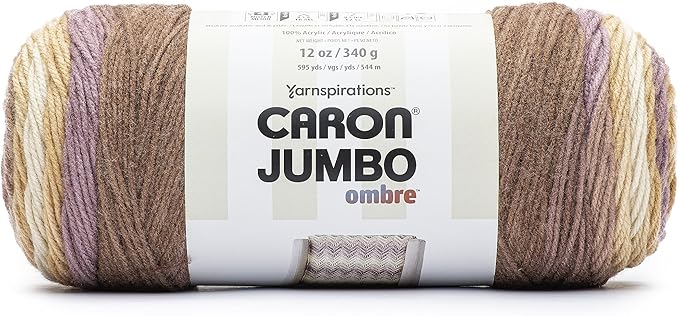 Caron Jumbo Ombre Seashell Yarn - 2 Pack of 12oz/340g - Acrylic - #4 Worsted (Medium) - 595 Yards - Knitting & Crochet
