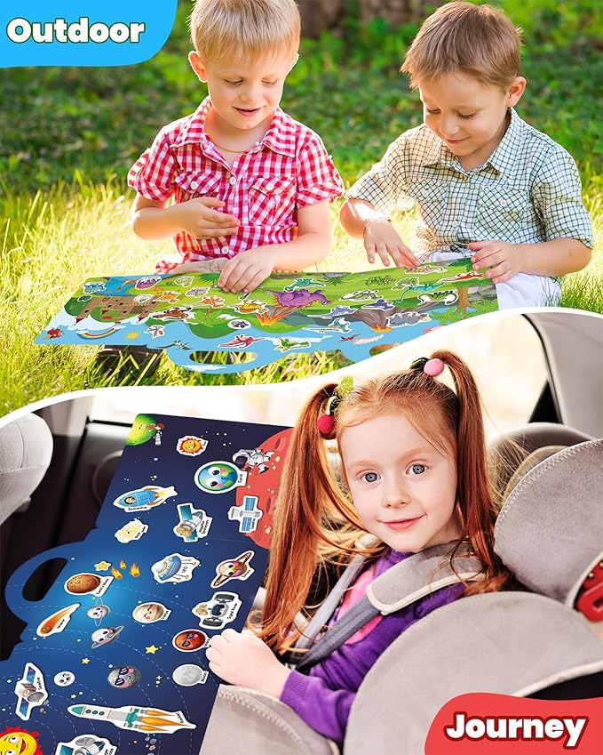 walenced reusable sticker book for toddlers, stickers for kids, toddler sticker book, toddler craft activities, toddler travel toys ages 3 and up boy girl birthday gifts