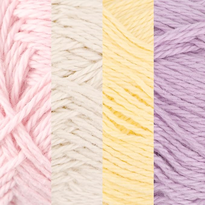JubileeYarn Cotton Select Yarn - 50g/Skein Sport Weight - Shades of Contrast Colors B - 4 Skeins