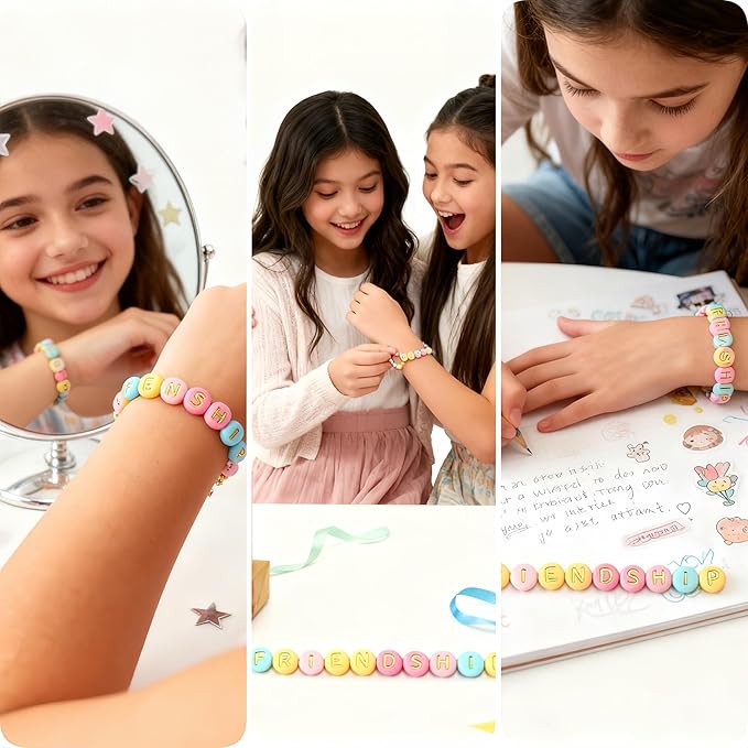 nikkiGuo 1250pcs 4x7mm White Round Acrylic Alphabet Beads A-Z Heart Beads with Numbers Crystal Line for Jewelry Bracelet, Necklace and Key Chains (Flat Round Color Plus Gold)
