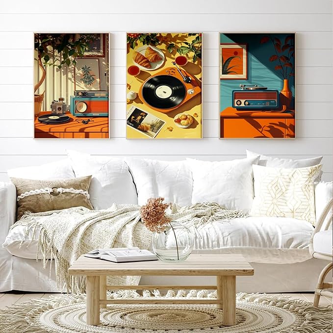 cupmod 6 Packs Vintage Music Paint by Numbers Kit for Adults,Retro Funny Adults Paint by Number Kits on Canvas Without Frame,Easy Acrylic Oil Painting by Numbers Kit for Home Wall Decor 9.8x13.8inch