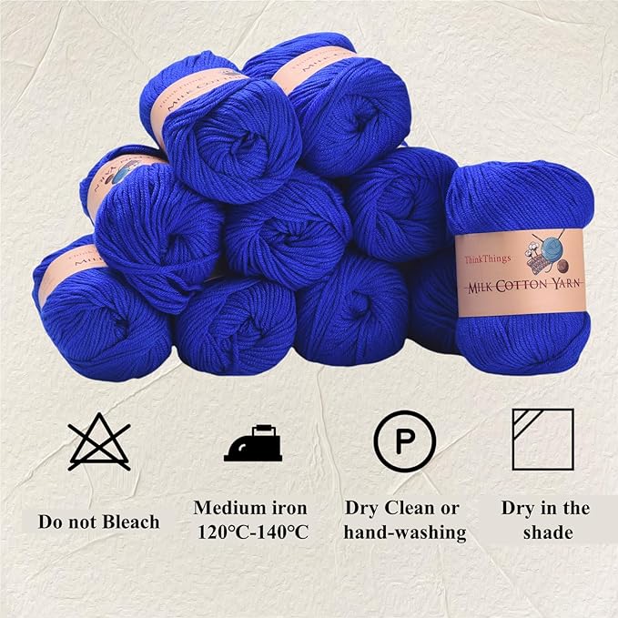 Acrylic Yarn for Crocheting Hand Knitting Crochet Yarn Blue Cotton Yarn Knitting Threads 10Balls Pack 17.6Ounces,Blue Yarn for Crocheting