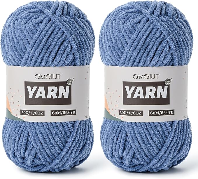 2 Packs Plush Chenille Chunky Crochet Yarn - Baby Yarn for Crocheting Soft - Velvet Yarns Knitting for Blankets Crafts - Fluffy Amigurumi Yarns 100g/131yds (2 Navy Blue)