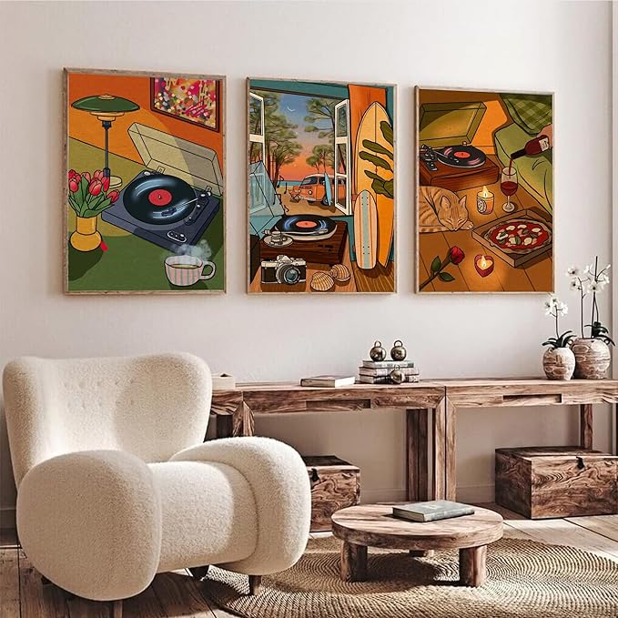 cupmod 6 Packs Vintage Music Paint by Numbers Kit for Adults,Retro Funny Adults Paint by Number Kits on Canvas Without Frame,Easy Acrylic Oil Painting by Numbers Kit for Home Wall Decor 9.8x13.8inch