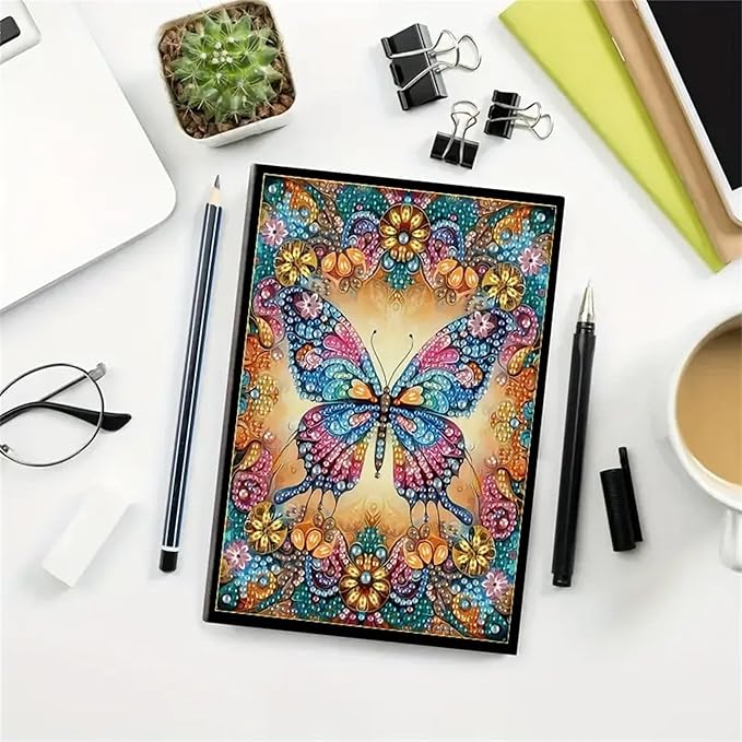 Butterfly Diamond Painting Notebook for Adults, A5 Diamonds Art Journal and DIY Sketchbook, Diamond Art Kit Supplies,Gift for Beginners, Craft Lovers, Artists. (Butterfly)