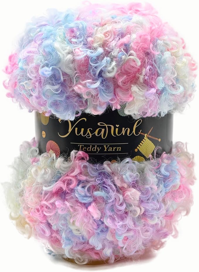 (32 Colors Available) Yusarinl Teddy Bear Yarn,Fuzzy Yarn for Crochet Polyester Plush Fur for Crafts Fluffy Fuzzy for Knitting(3.35 oz, 40 yds)-Cotton Candy
