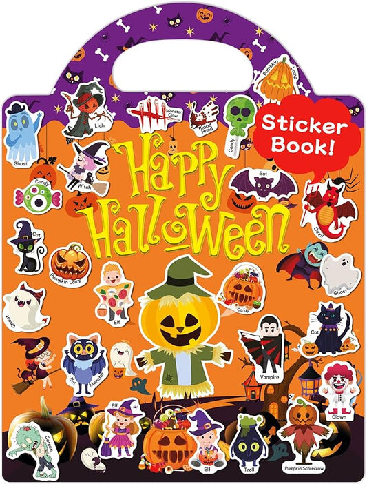 benresive reusable sticker books for kids, sticker books for toddlers, toddler travel toys activities crafts ages 3 and up birthday gifts - halloween