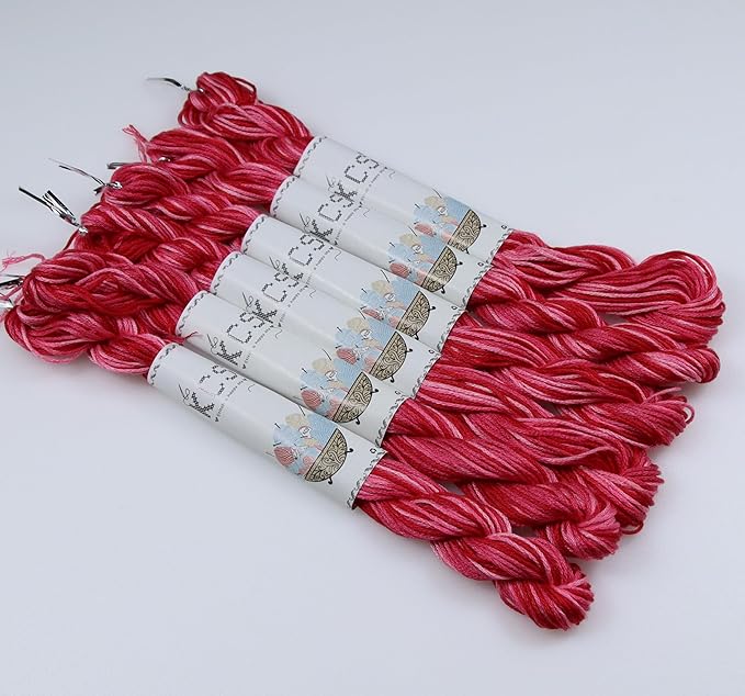KCS Big skeins of 25 Meters Size 25 Color Variegated Cross Stitch Stranded Threads,6 skeins,107