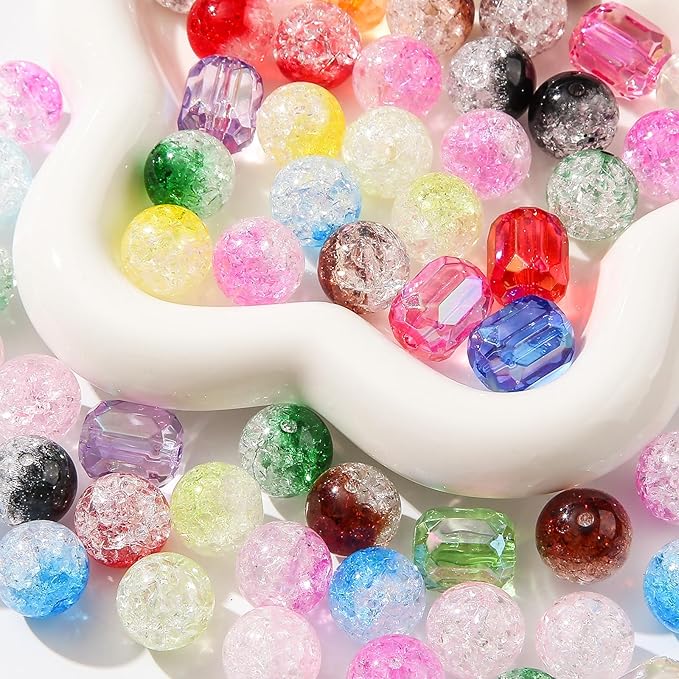 16mm Acrylic Beads,Chunk Bubblegum Beads,60pcs Beads for Pens,Shine Disco Ball Beads,Jumbo Plastic Beads for Necklace Jewelry Bracelets DIY Crafts Making (Crack Color)