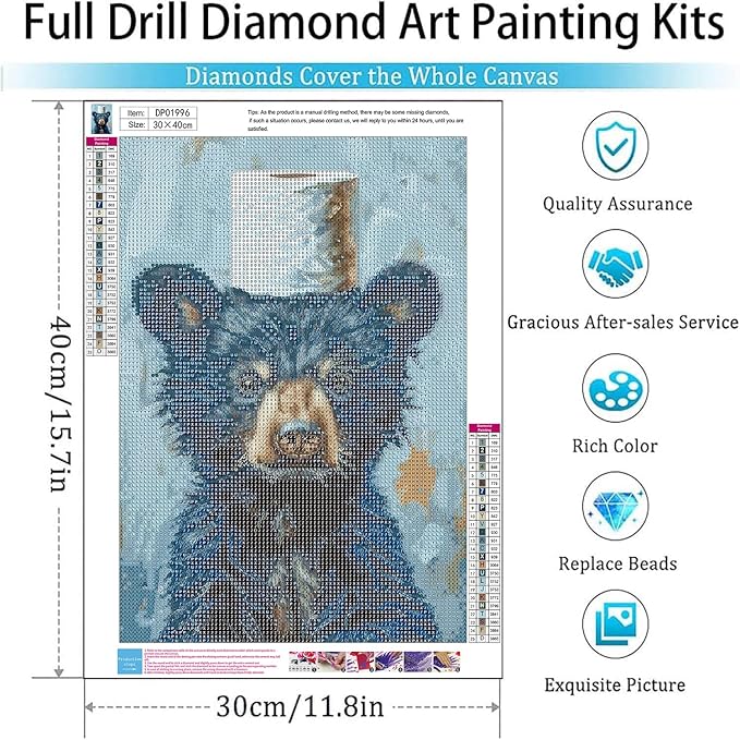 ARPADAMO Diamond Art Kits for Adults,5D Bear Diamond Painting DIY Animal Diamond Art Diamond Painting Kits for Adult,Round Full Drill Diamonds, Diamond Art Kits for Home Decor-12x16inch