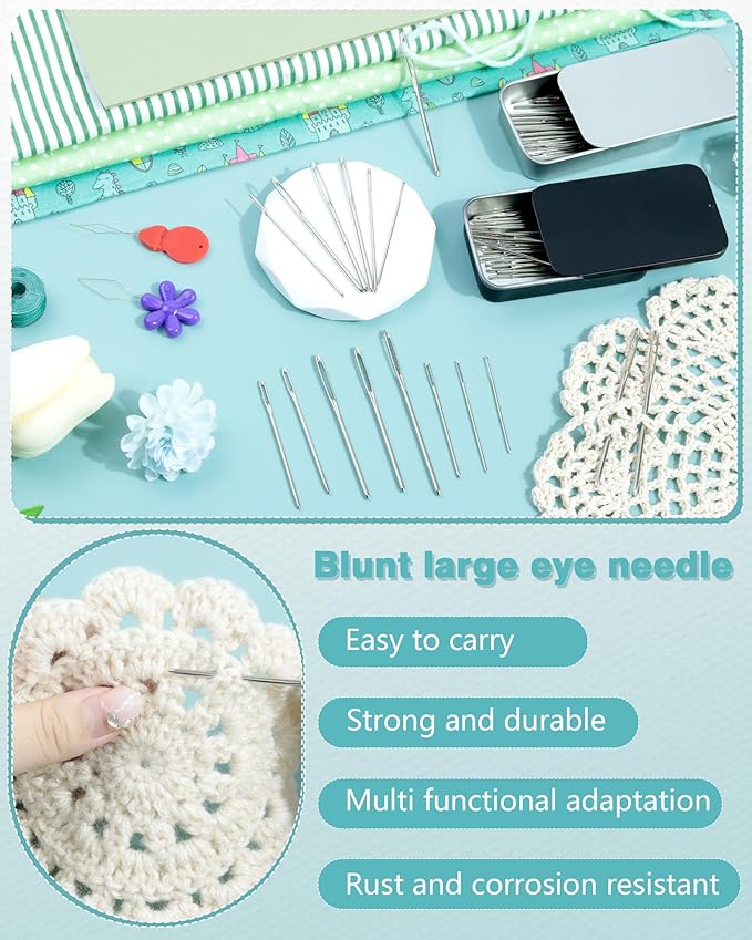 FIVEIZERO 80/40 PCS Large-Eye Blunt Needles,8 Sizes Stainless Steel Yarn Knitting Needles,Sewing Needles,Crafting Knitting Weaving Stringing Needleswith Threaders for Finishing Off Crochet Projects CJ