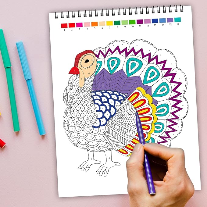 Ilyever 3 Pack Color by Number,Stress Relief Coloring Books for Adults,Spiral Bound Coloring Books for Women,Include 60 Patterns of Butterfly, Flowers,Animals for Adult Relaxation