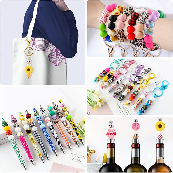 70Pcs Print Silicone Beads for Keychain Making,Round 15mm Silicone Beads for Pens, Necklace and Bracelets Making（Medical Print）