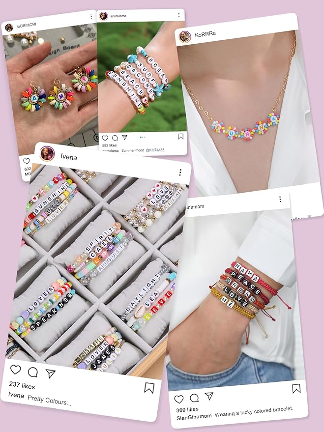 1270 Pcs Black Letter Beads Kit, Square Acrylic Alphabet Beads with Extra Vowels, Numbers and Spacers, Ideal for Friendship Bracelets Making, Perfect Craft Gifts