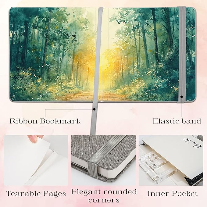 Watercolor Journal Sketchbook, 5.5" x 5.5" Sketch Books Artist Cotton Watercolor Paper, Linen Cover with Tap Water Pen, 24 Sheets 140 LB, 300 GSM for Travel Sketching On The Go Art, 2 Pack