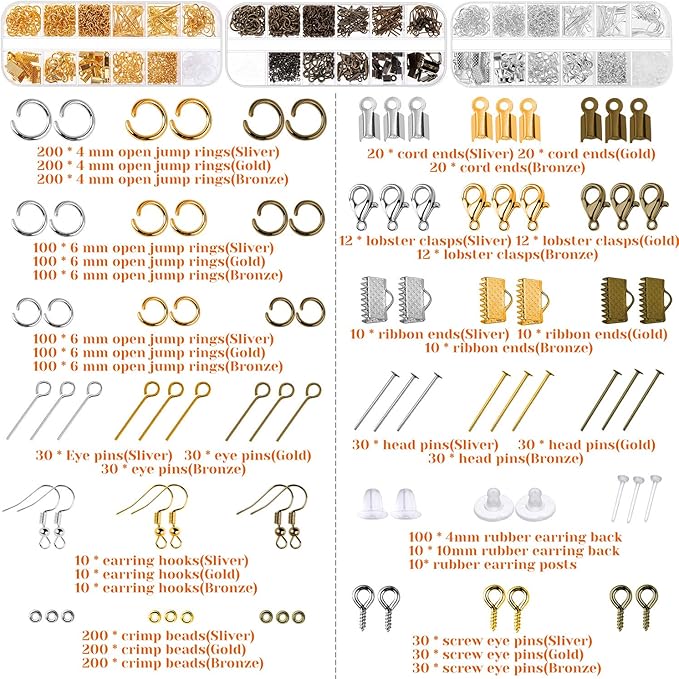 PAXCOO Jewelry Making Supplies Kit, Jewelry Making Kit with Jewelry Making Tools, Jewelry Wires and Jewelry Findings for Jewelry Making, Repair and Beading