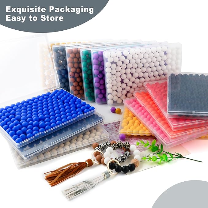 150Pcs 15mm Silicone Beads for Keychain Making Bracelet Necklace, Bulk Round Silicone Beads for Pens（Dim Gray）