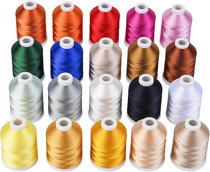 Ultra Soft - Rayon Embroidery Thread 1100 Yards(1000M), 40wt 100% Rayon Viscose for Home and Commerical Machines - 20 Madeira Colors