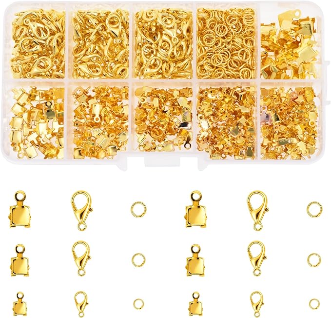 Mandala Crafts 300 Pcs Gold Cup Chain Ends SS12 SS16 SS18 SS20 SS24 SS30 Rhinestone Chain Connectors Jewelry Finding Kit for DIY Iced Out Bracelet Necklace Earring Charm Pendant Making