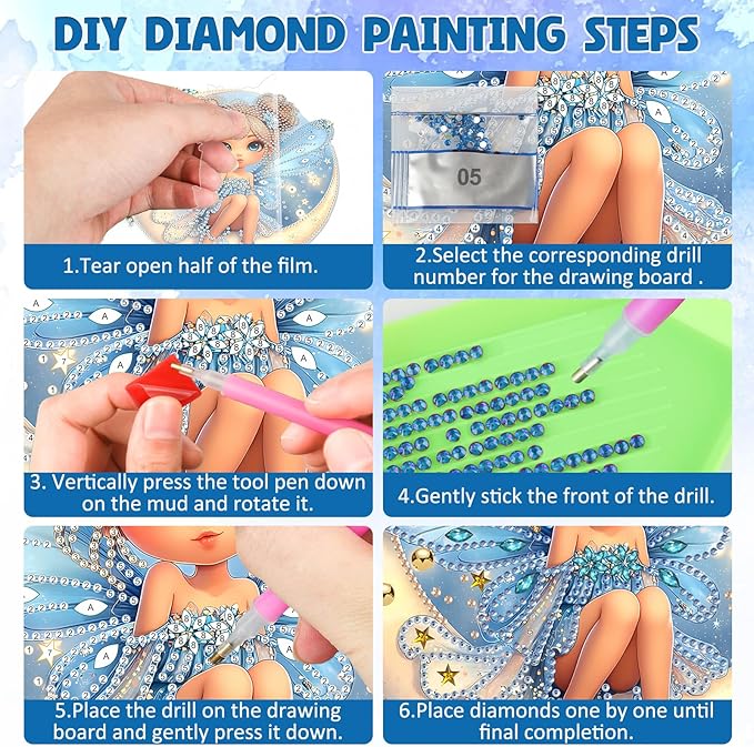 DOMROM Fairy Diamond Art Hanging Kits for Adults, Special Shaped Crystal Diamond Painting Fairy Pendant, DIY Diamond Art Suncatchers for Home Garden Wall Decor Gift