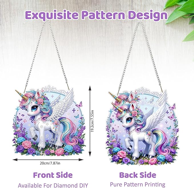MEIYUDA Animals Diamond Art Hanging Kits for Adult, Purple Animal Diamond Painting Hanging Kits Ornaments, DIY Special Shaped Rhinestone Window Pendants kit for Home Garden Wall Decor Gift